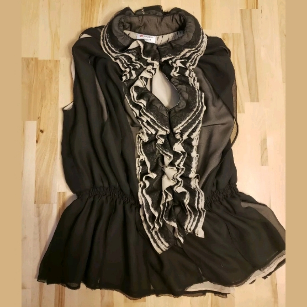 Robert Rodriguez Top Blouse Sheer ruffled Sz M